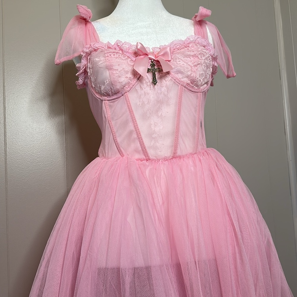 NWT Dolls Kill Widow Dance With Death Sleeveless Maxi Dress - Pink - Picture 6 of 16